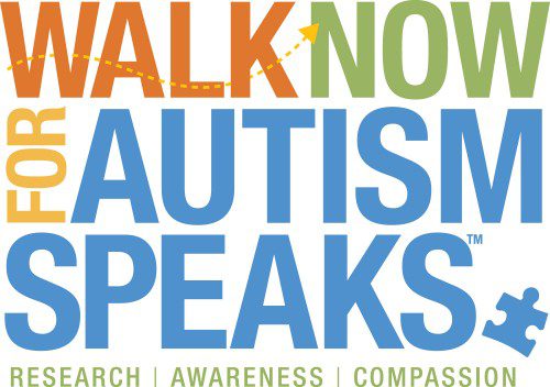 A walk now, autism speaks logo.