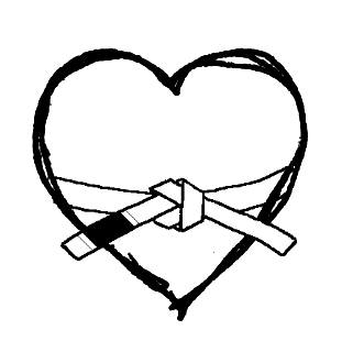 A heart with a white belt in the middle of it.